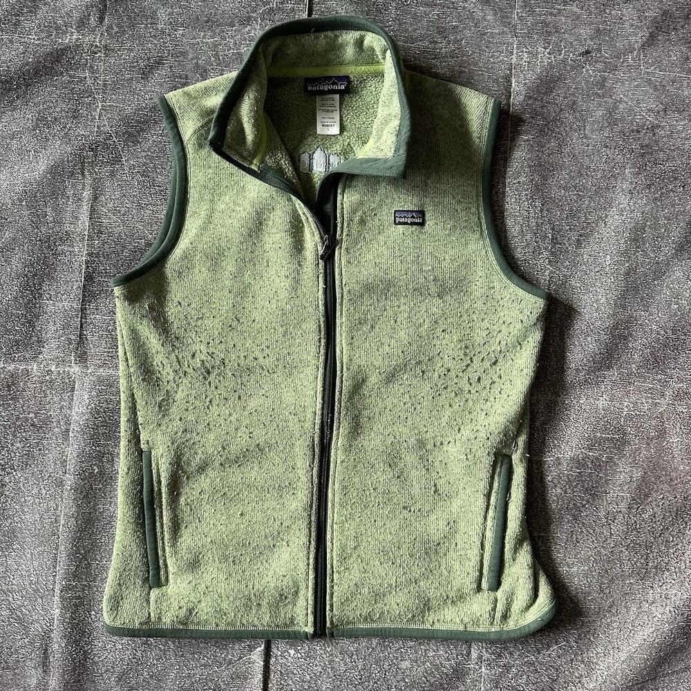 Women's Patagonia Light Heather Green Better Sweater Fleece Zip Up Vest Sz Large